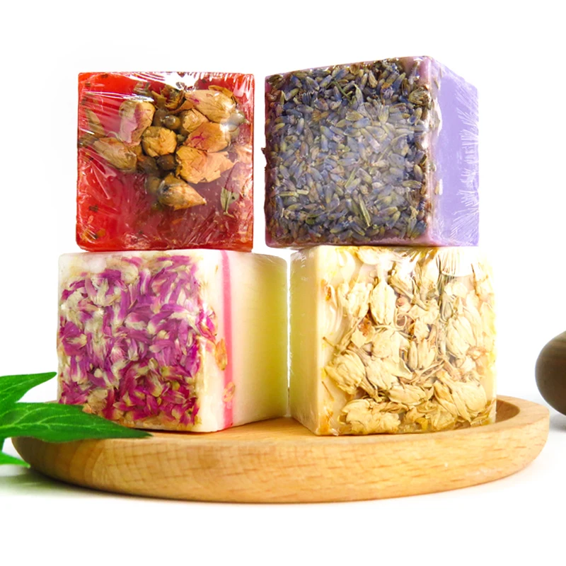 Skin Whitening  Organic Soap Natural Lavender Rose Bath Dry Flower Soap Mixed Handmade Soap