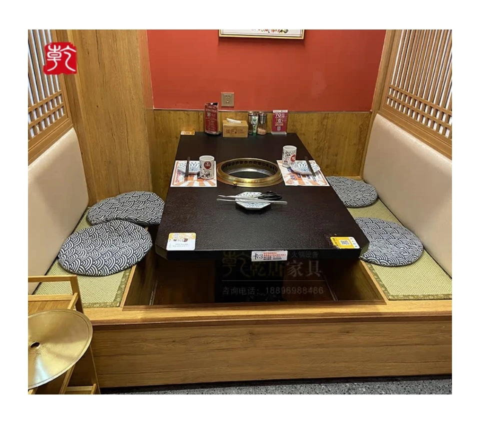 Commercial Quartz Stone Table Top japanese Restaurant Hot Pot Table Korean Bbq Grill Table