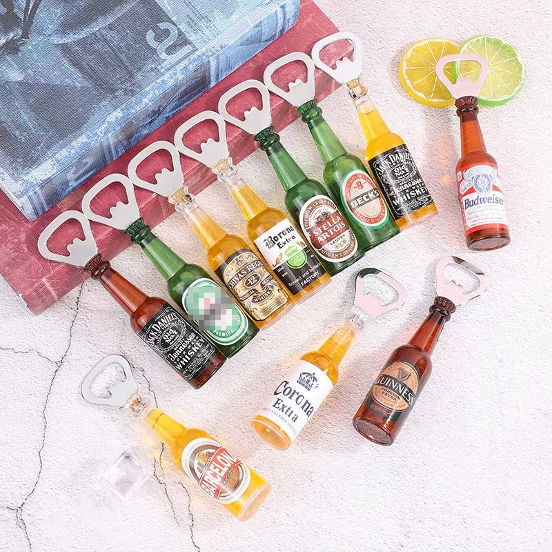 Beer Bottle Shaped Fridge Magnet Bottle Opener Refrigerator Creative Refrigerator Decoration PVC Beer Bottle Opener