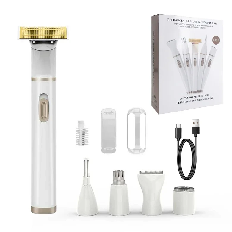 5 in1 Face Cleaning Cordless Rechargeable Epilator Advanced Wet Dry Hair Removal Women Electric Epilator