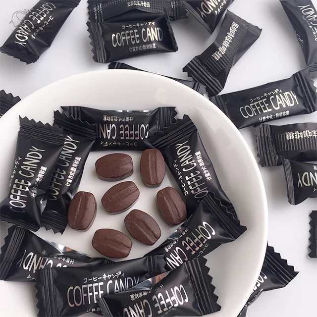 Nuevos productos de confiteria, dulces hervidos y dulces de azucar,granos de cafe de caramelo duro OEM