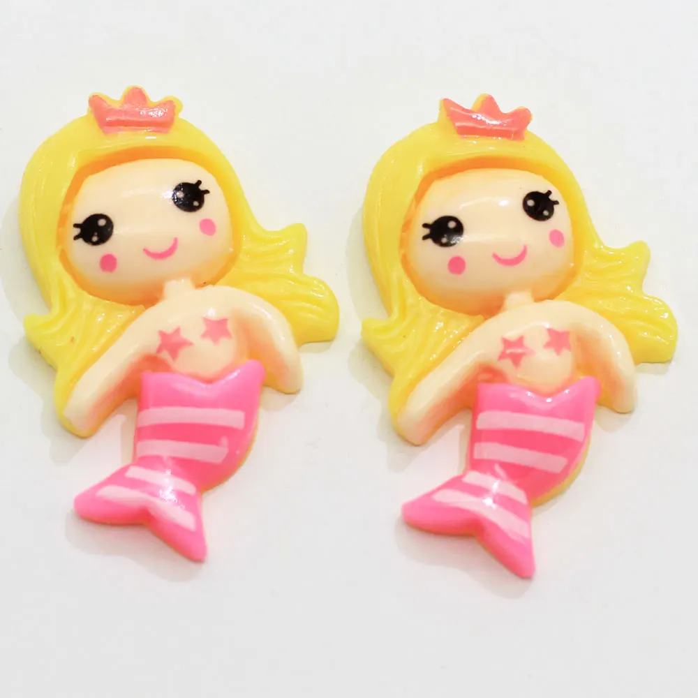 
100pcs Cute Mini Mermaid Princess Flatback Resin Cabochon Craft DIY Scrapbooking Hair Bow Accessories 