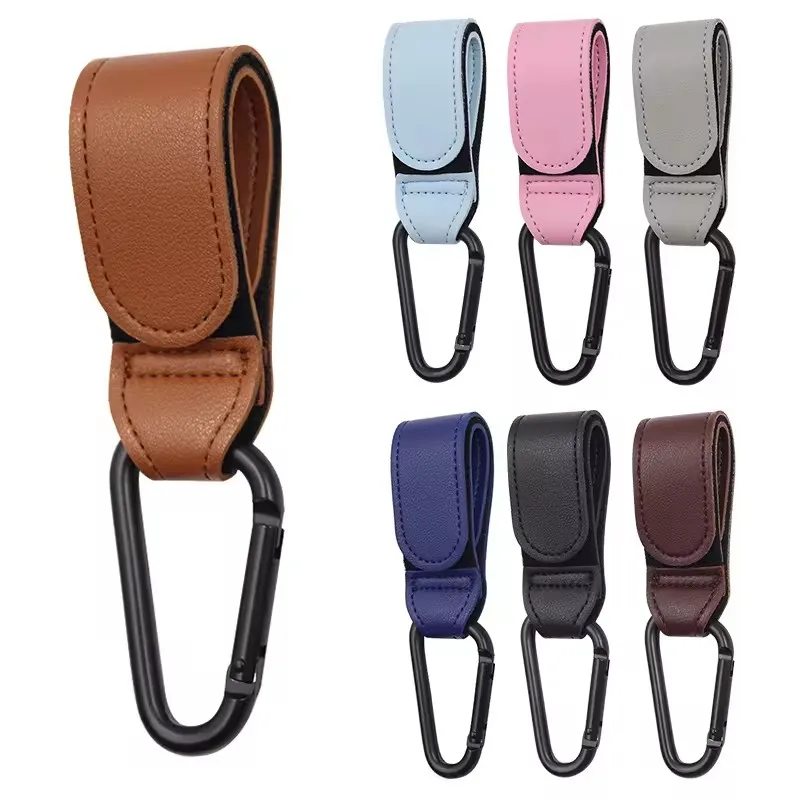 Leather Stroller Hooks Stroller Clips for Bags Rotatable Cart Organizer Pram Hook Stroller