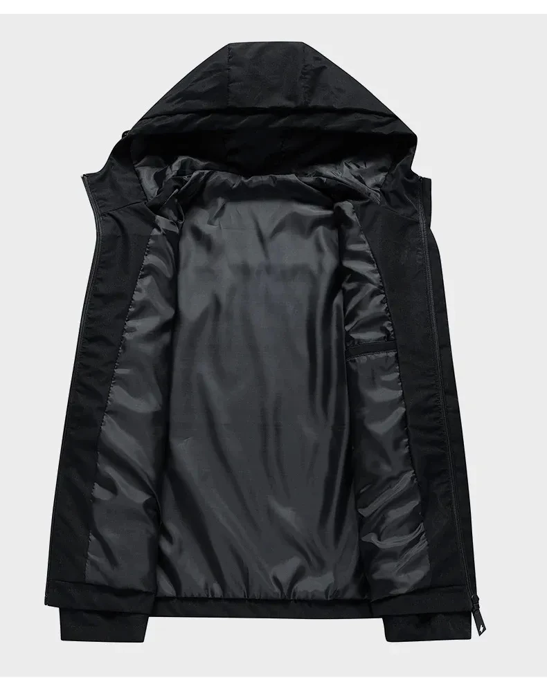 Men Hooded Jacket Windbreaker Fashion Male Bomber Jacket Coat Streetwear Overcoat Harajuku Mens Clothing Large Size J0125