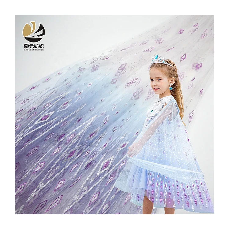 Платье принцессы для девочек с рождественским принтом из блестящей сетчатой ткани из 100% полиэстера