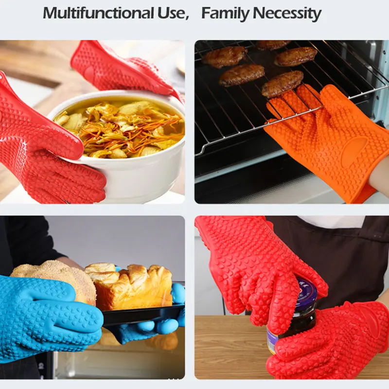 Wholesale silicone insulation gloves kitchen baking tools microwave oven oven heat-proof dishwashing gloves