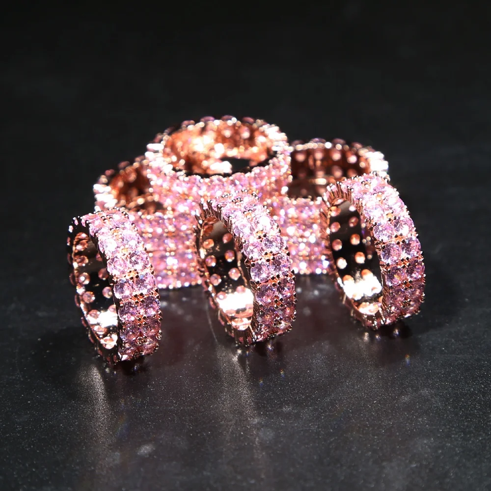 rose gold pink cubic zirconia cz double row cubic zirconia cz eternity engagement band ring