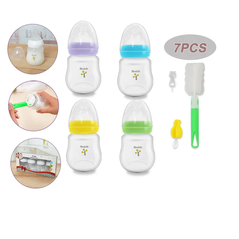 Bimirth Infant Wide Mouth 7 Pieces 180ml  PP Material BPA Free High Quality Multi- Color Baby Feeding Milk Bottle Set Gift Combo