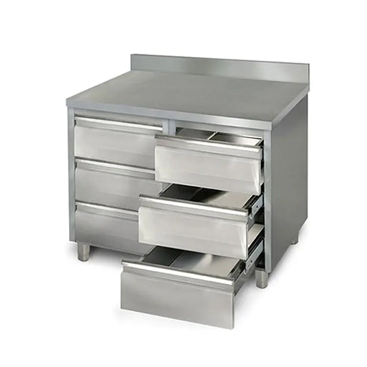 Commercial Kitchen Cabinets Accessories Coffee Table Stainless Steel Work Table With Drawers Sliding Doors