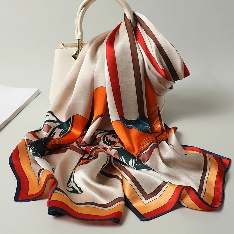 high quality 100% mulberry silk scarf hijab shawls 12/16/19mm silk print scarf for women