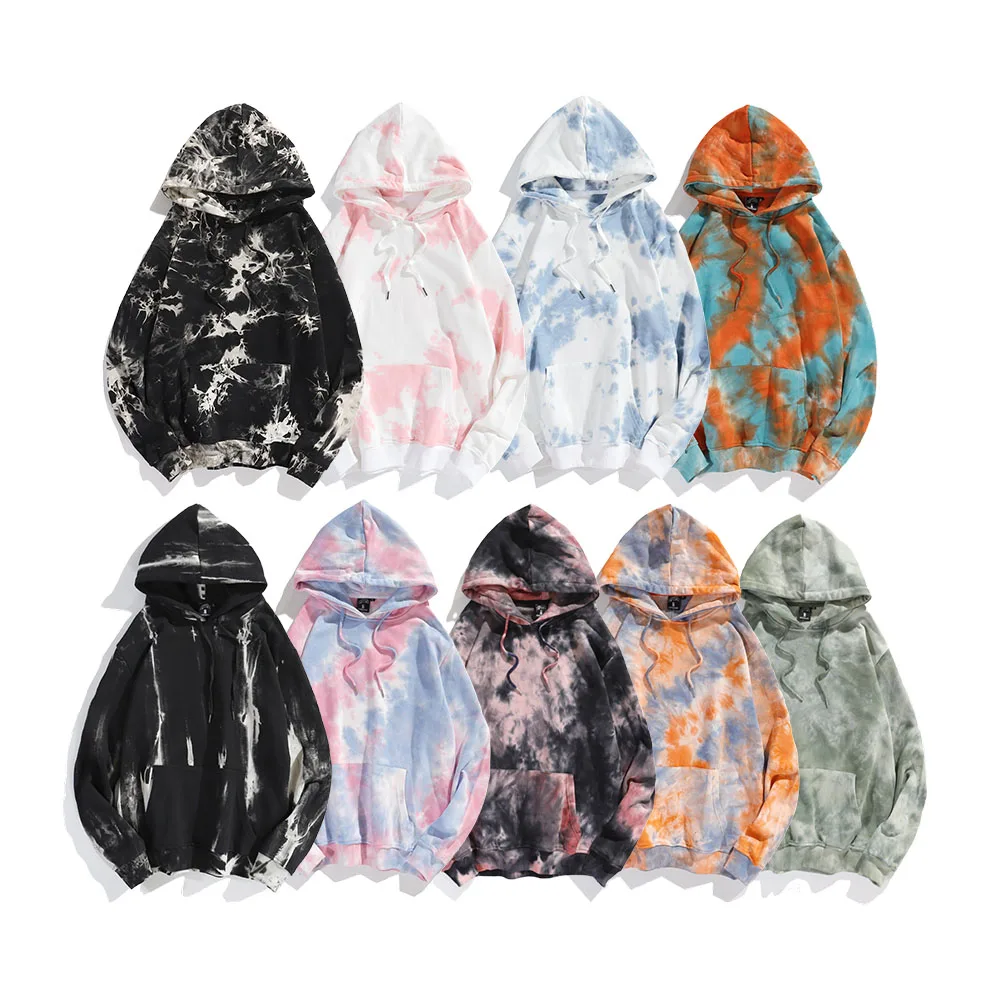 
Custom Logo High Quality 300gsm Sweatwear Tie Dye Hoodies Mens 100% Cotton Terry Pullover Hoodie 