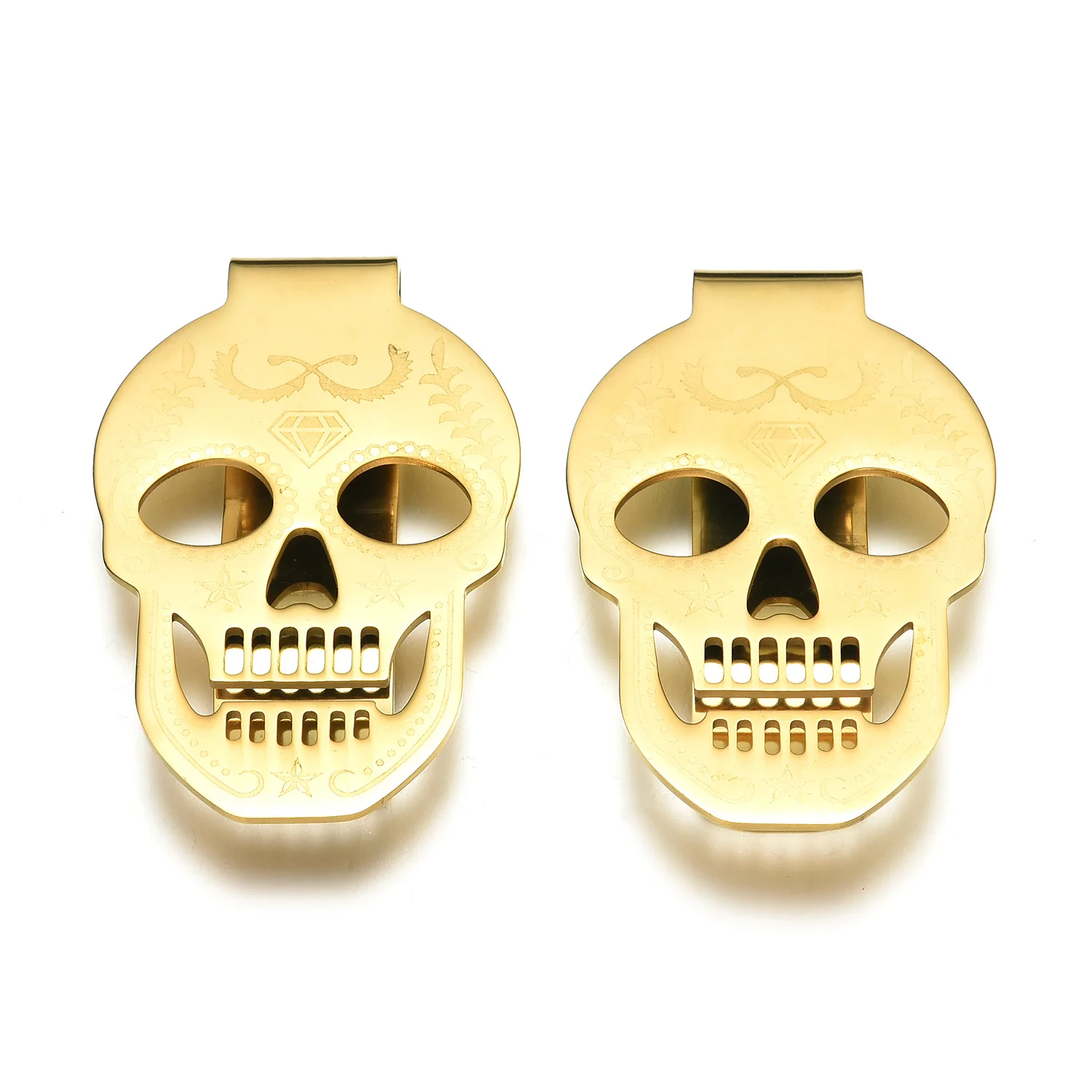 Wholesale gift items skull money clip luxury heavy sceptre design diamond clip metal gel pen gift set