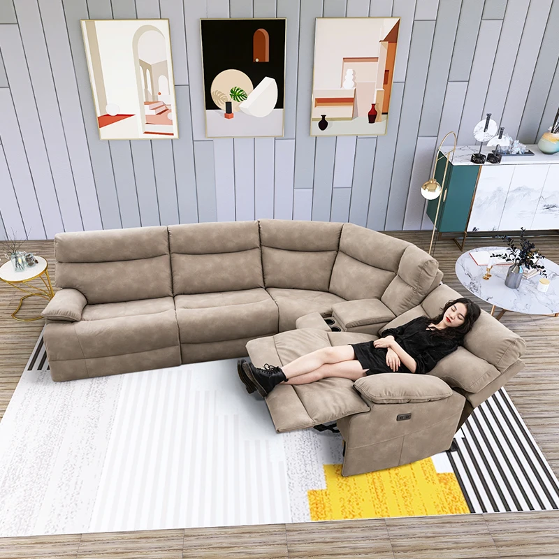 MANWAH CHEERS Living Room sofa Furniture 7 Seat Couch L Shape Recliner Fabric Sectional Sofas