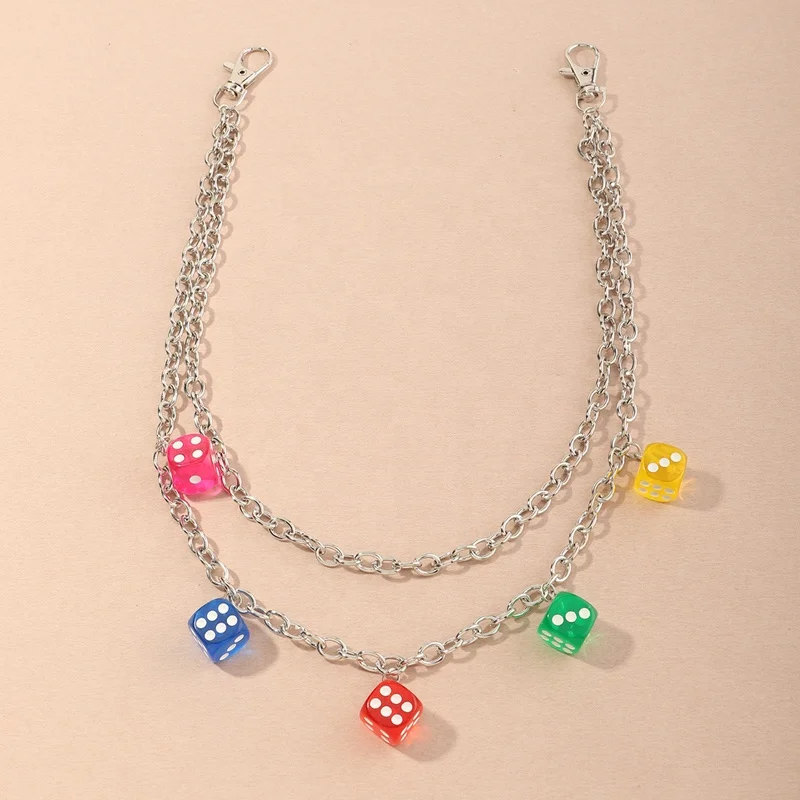 Punk hip hop metal pants chain personality simple mixed color resin pendant waist