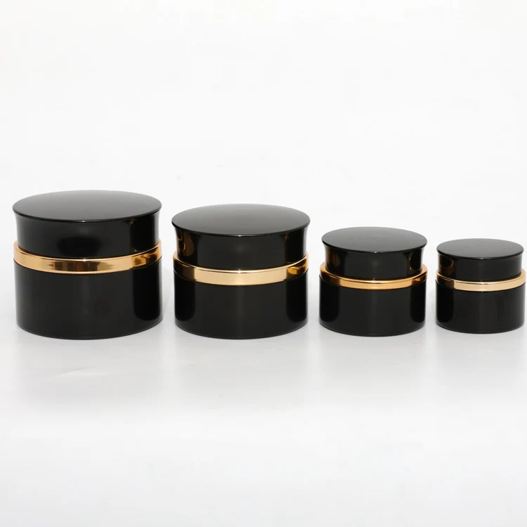 Empty Black Cosmetic Packaging Aluminum Jars With Inside PP Jar For Nail Gel