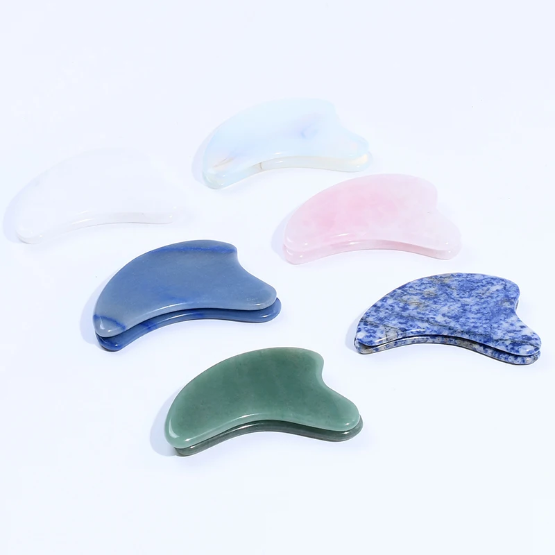 Rose Quartz Gua Sha Face Massager Wholesale Dolphin Shape Pink Jade Guasha Tool High Quality Gua Sha Jade