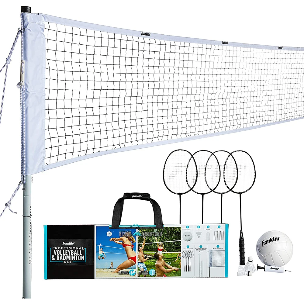 Outdoor portable volleyball net beach game set 2 in 1 badminton volleyball combo set