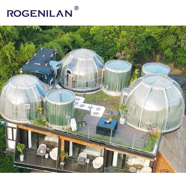 Rogenilan Full Hous Наружный Стеклянный поликарбонатный Купольный дом глэмпинг для зимы Китай дизайн пузырчатая купольная комната