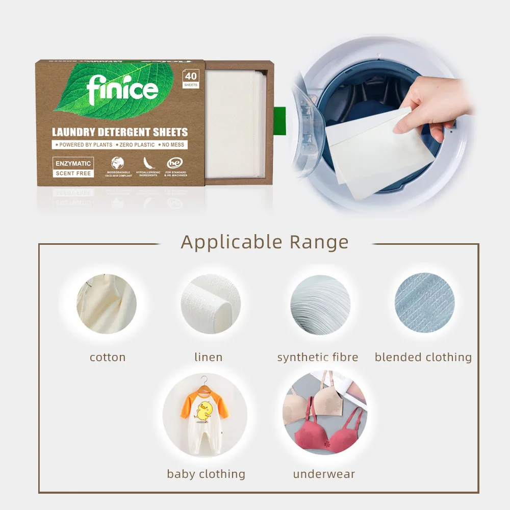 Finice Eco- Friend Soap Paper Cleaning Tablet Laundry Tablets Quick Dissolve Clean Detergent Sheets