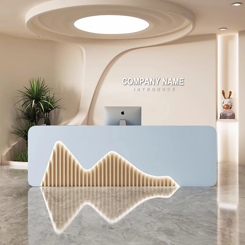 QTZ04 Modern Office Furniture Custom Logo Shape Size Hotel Dental Clinic Reception Counter Office Reception Desk Shop Store Gym