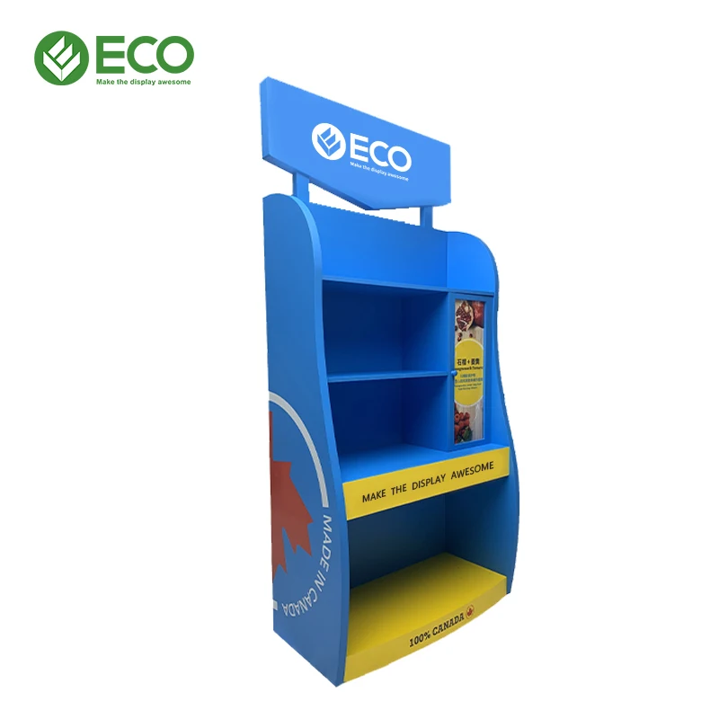 Cheap Price Floor Standing Plywood Wood Display Shelf Drink Wine Light Wooden Display Racks