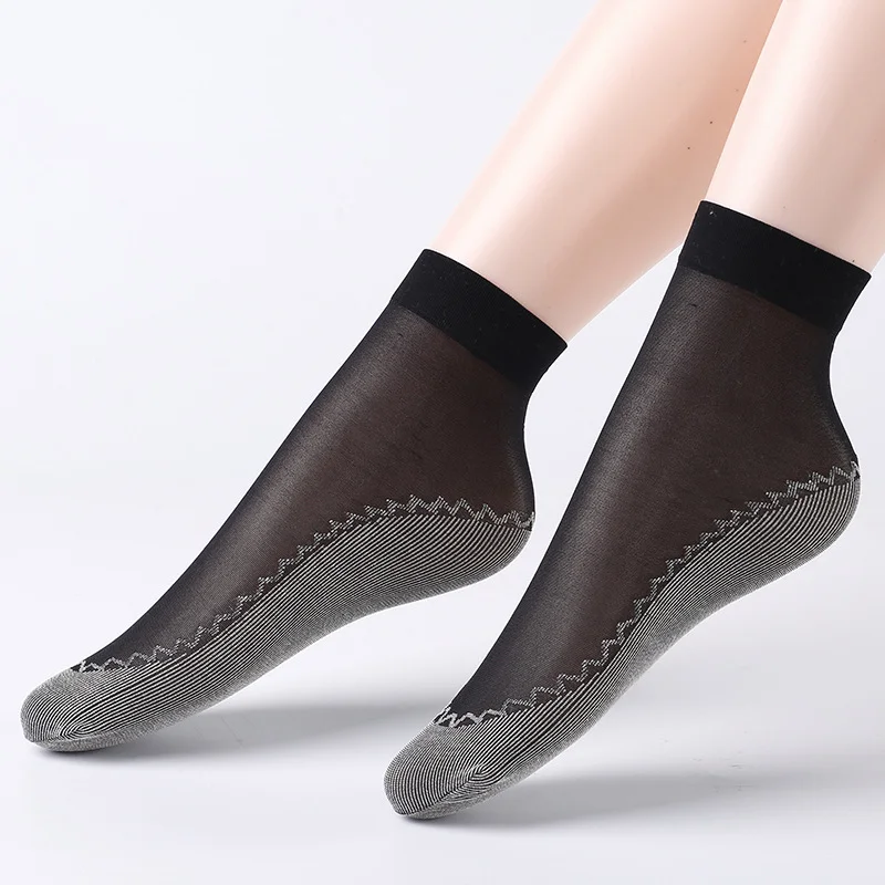 Summer cotton bottom ultrathin in the tube crystal short stockings female non-slip invisible socks Anti-Foul socks