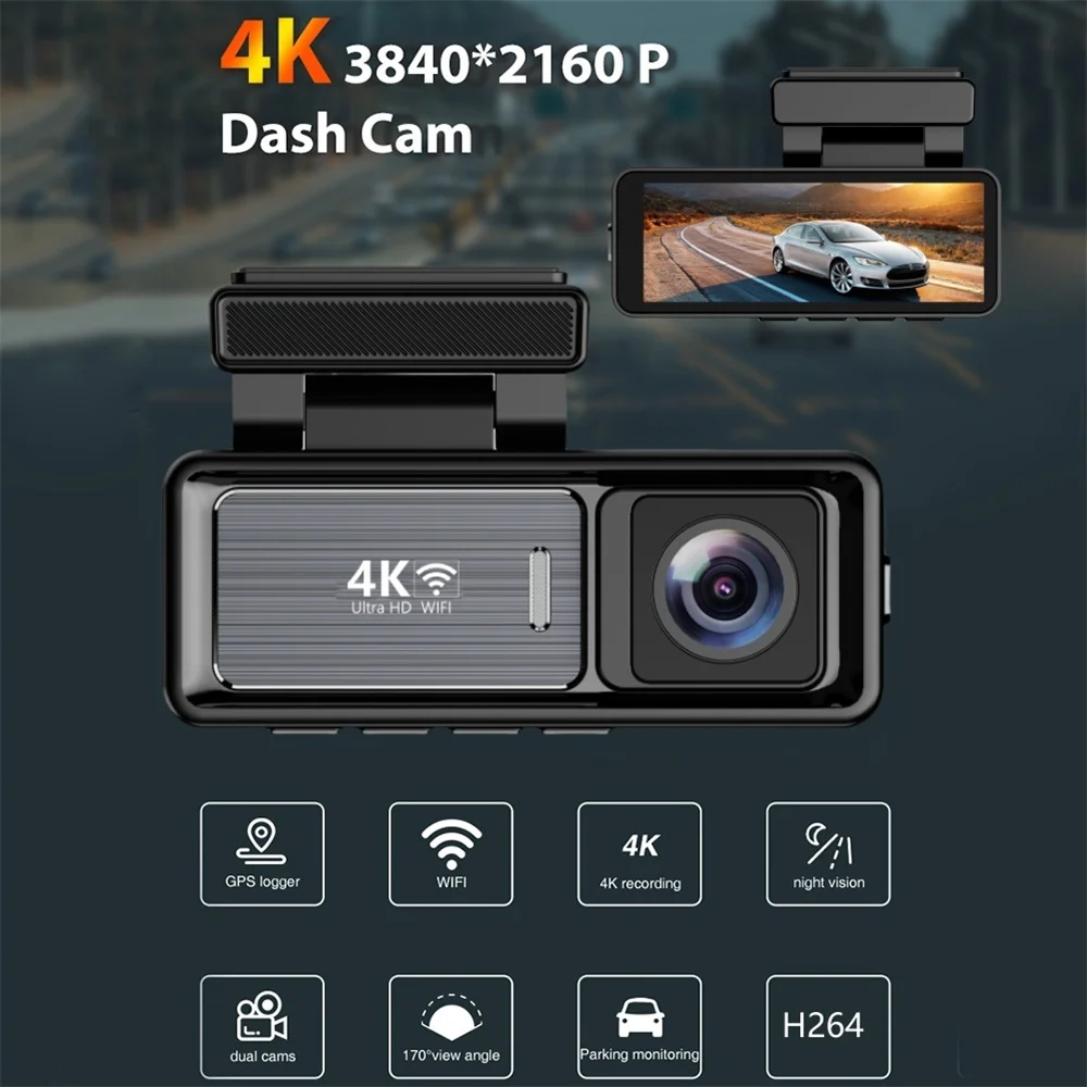 New3.2 Inch mini hidden driver Car Dvr video recorder dash cam dashcam camera front and rear with Wifi GPS FHD Night Vision Auto