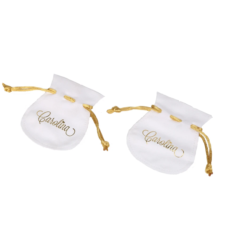 Hot-selling Products White Earring Custom Velvet Gold Drawstring Large Pouch Bag