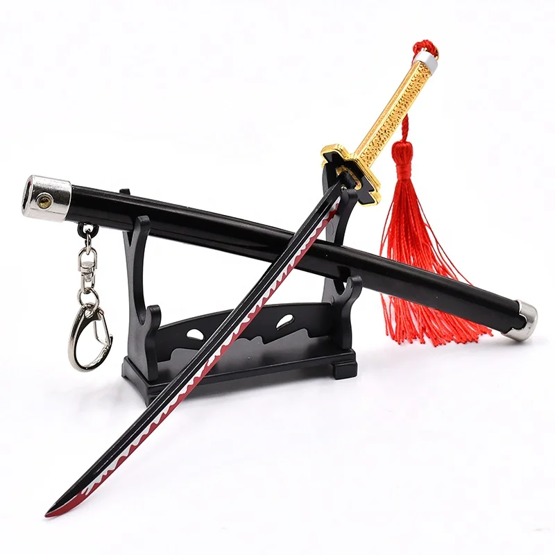 NO MOQ Sword Keychains Samurai Mini Katana 22cm Metal Demon Slayers Yoriichi Katana For Gift