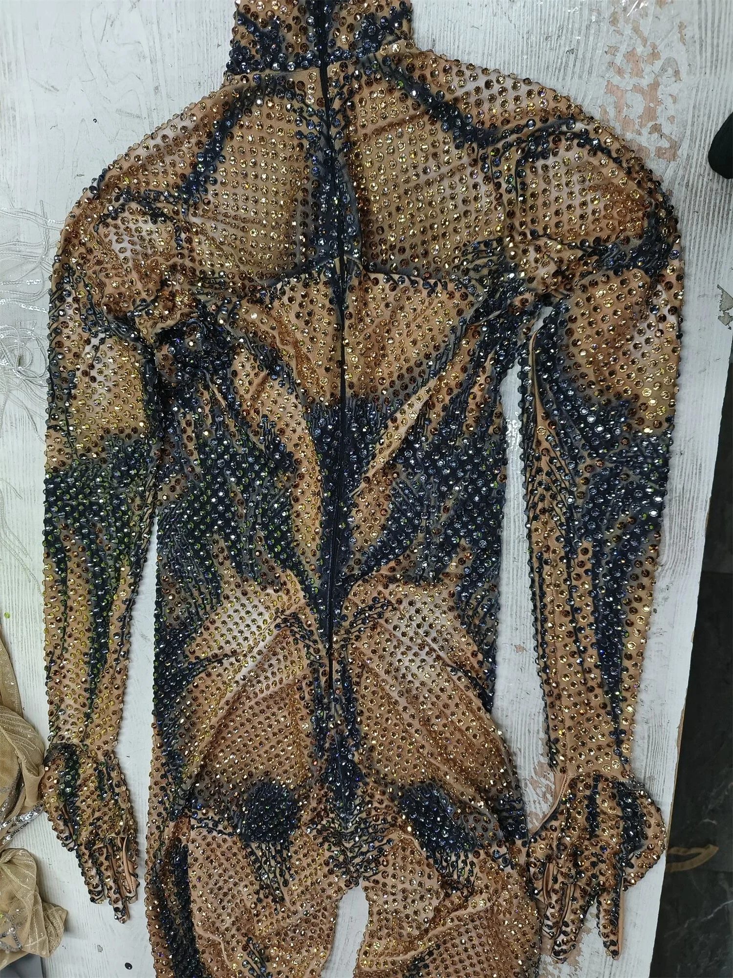 2023 Luxury See Through Crystal Bodycon Romper Stage Performance Dance Leotard Rhinestone Bodysuit Men Club One Piece Jumpsuits