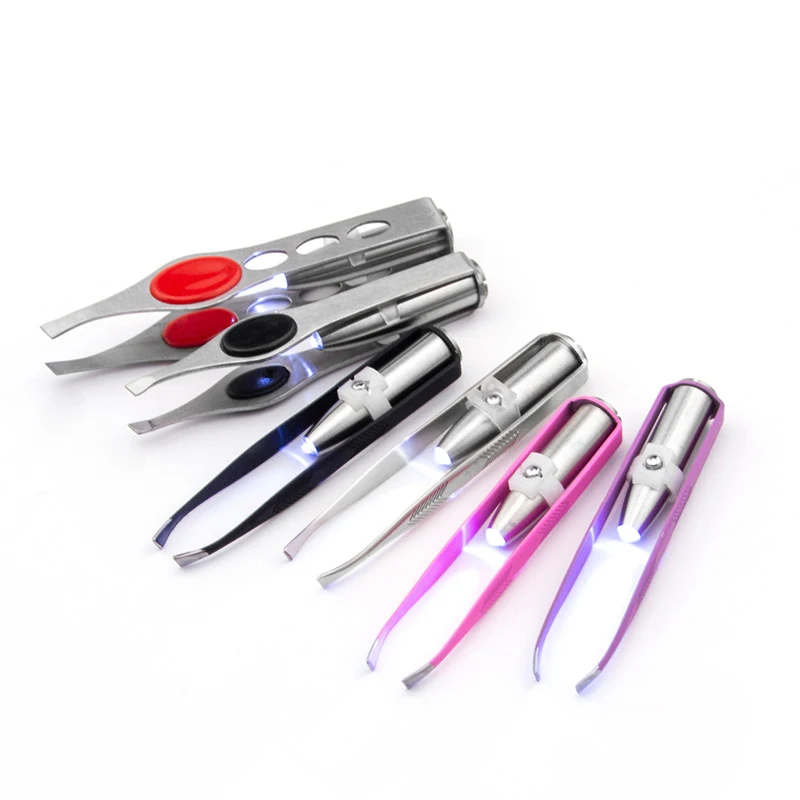 AWK Eco-friendly Stainless Steel Eyebrow Hair Removal Tweezers with LED Light Custom Tweezers For Eyelash Extension