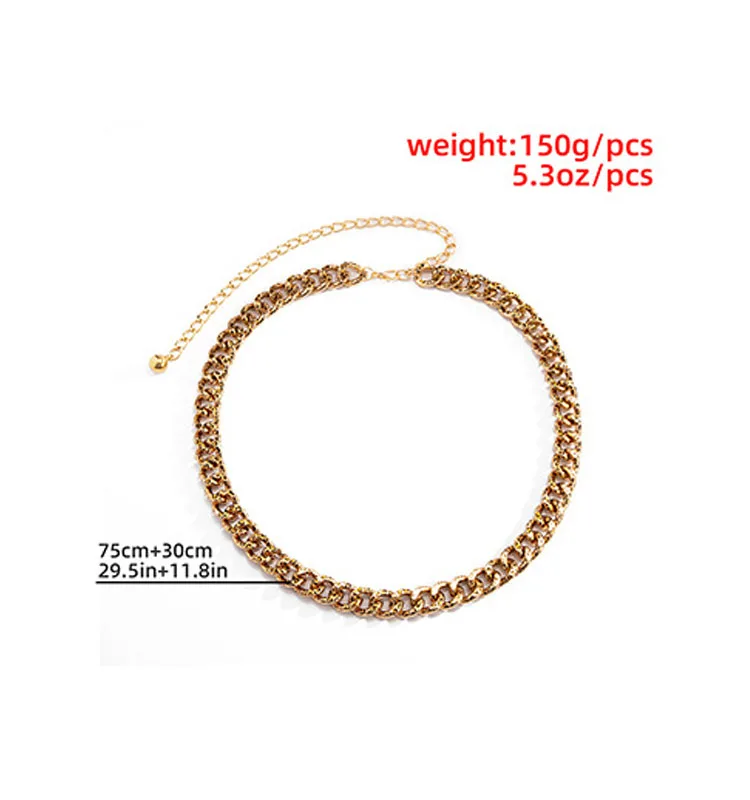  Leopard grain stripe thick chain waist simple drop ball