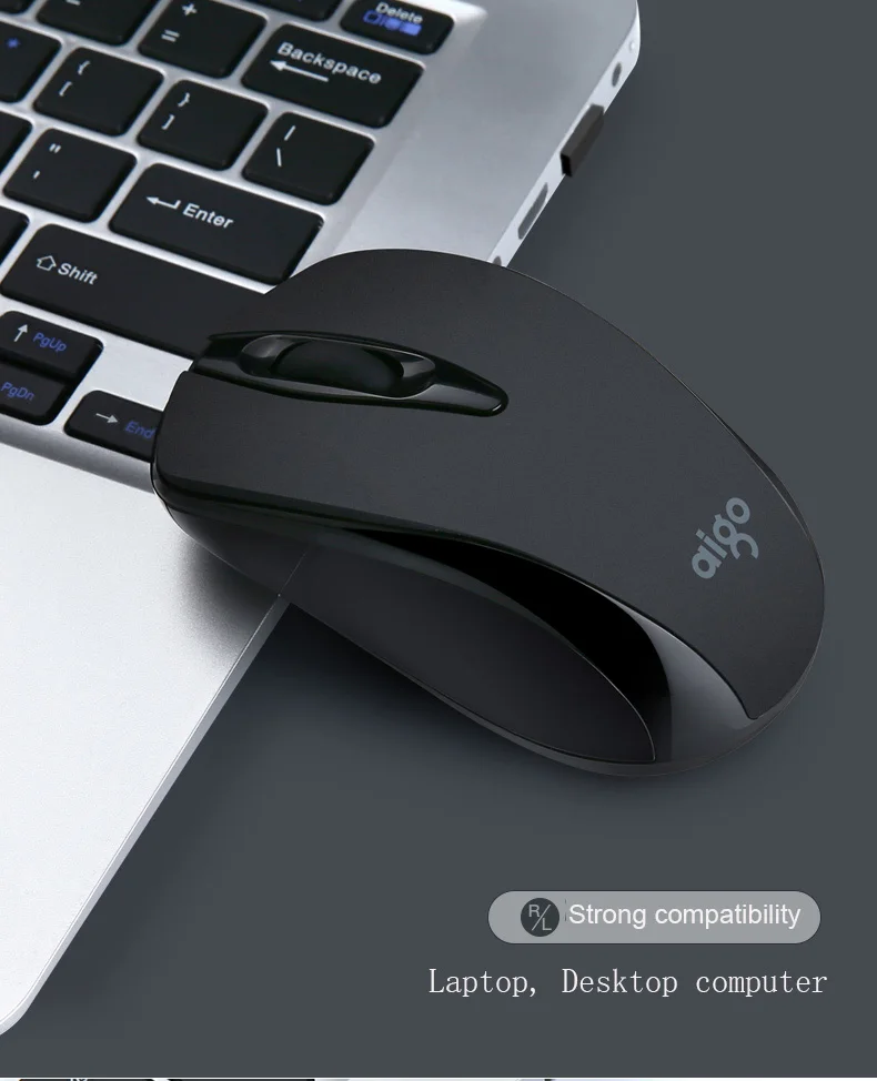 Aigo 2.4Ghz Black Wireless Charge Mouse with Battery