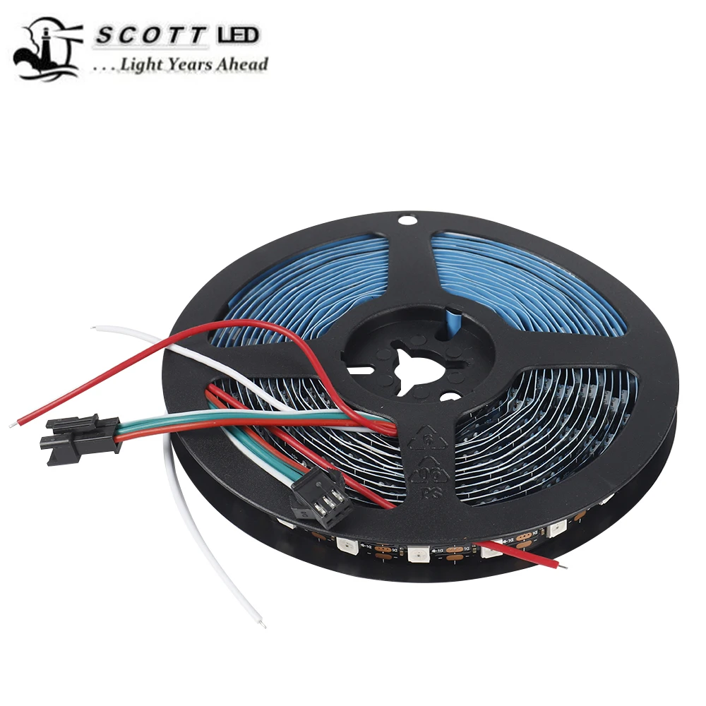 Programmable Build-in SK6812 Pixel Led strip RGB SMD 5050 30led 1 led 1 cut Black Pcb waterproof IP65 Flexible rope lighting