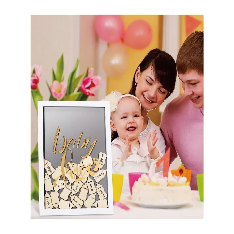 Woodland Footprint Bottle Baby Keepsake Signature Book Picture Frame Wood Frames for Keepsake Display