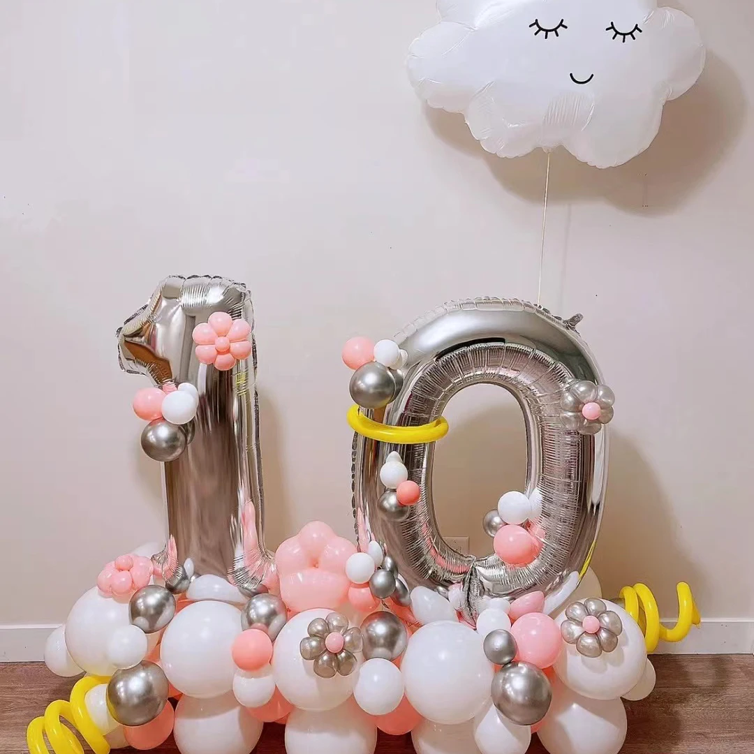 Ins Decoration Balloon Happy Birthday Wedding Masquerade Party Supplies 32 inch gold/silver/rose gold/blue number balloons