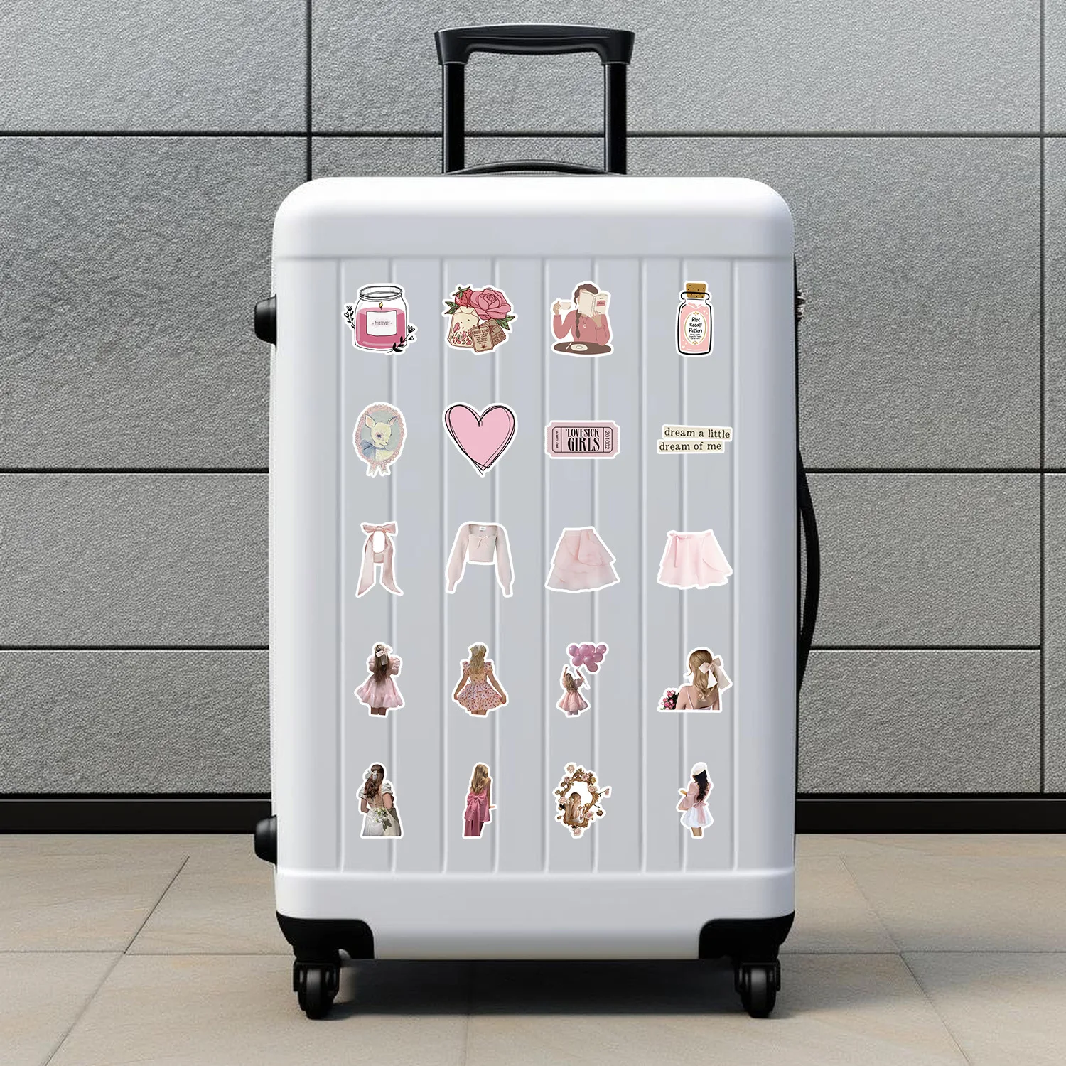 50Pcs Coquette Girl Pink Cute Graffiti Stickers For Girl Phone Bottle Decor VSCO Preppy Style Sticker