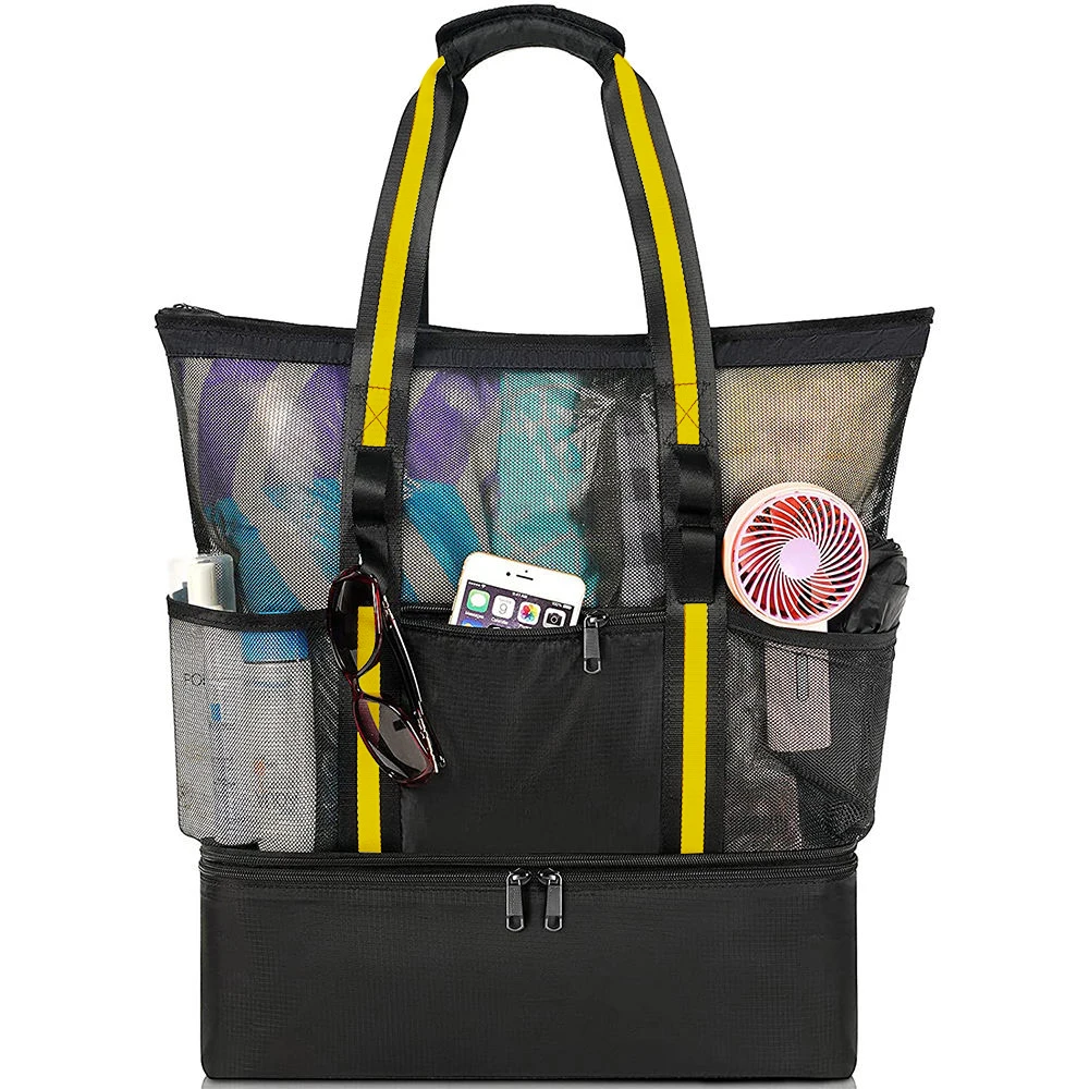 Large Durable Cooler Beach Bag 2-in-1 with Mesh Material and Personalizable Logo