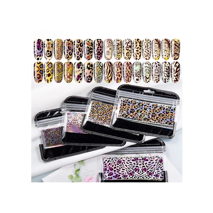 3D Nail Sticker Graphic Metallic Mirror Foils Colorful Nail Art Decoration Full Wrap Nail Art Paper Decals