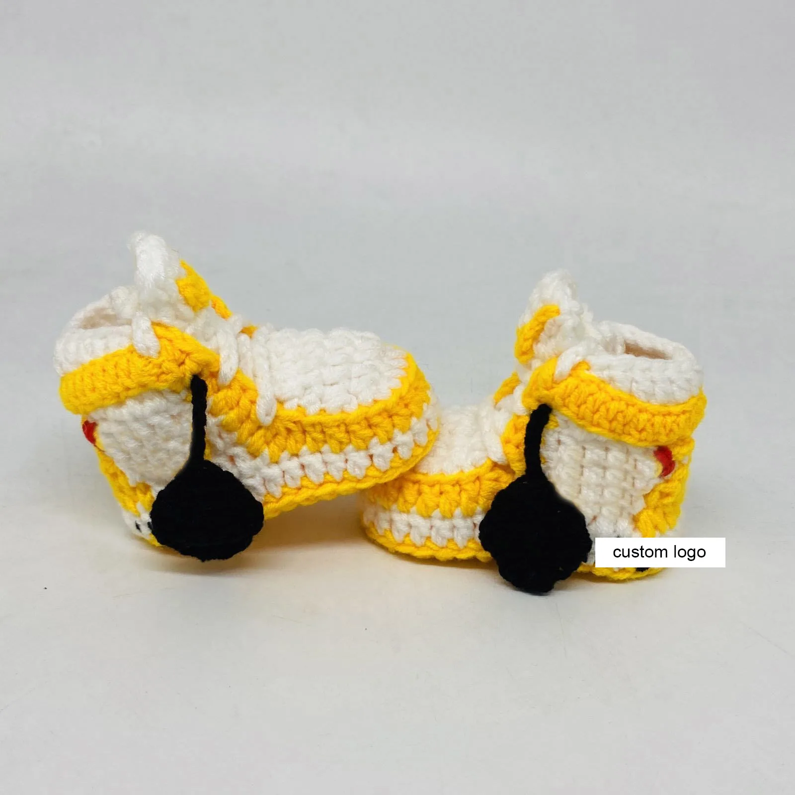 
OEM service new design yellow crochet sneakers four season indoor wear infant cotton crochet handmade newborn baby shoes 