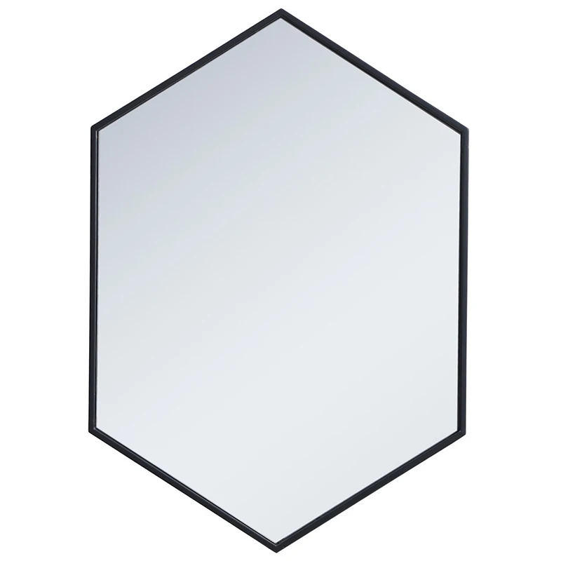 
Hexagon brushed brass decorative wall stainless steel framed metal bathroom mirror for vanity 