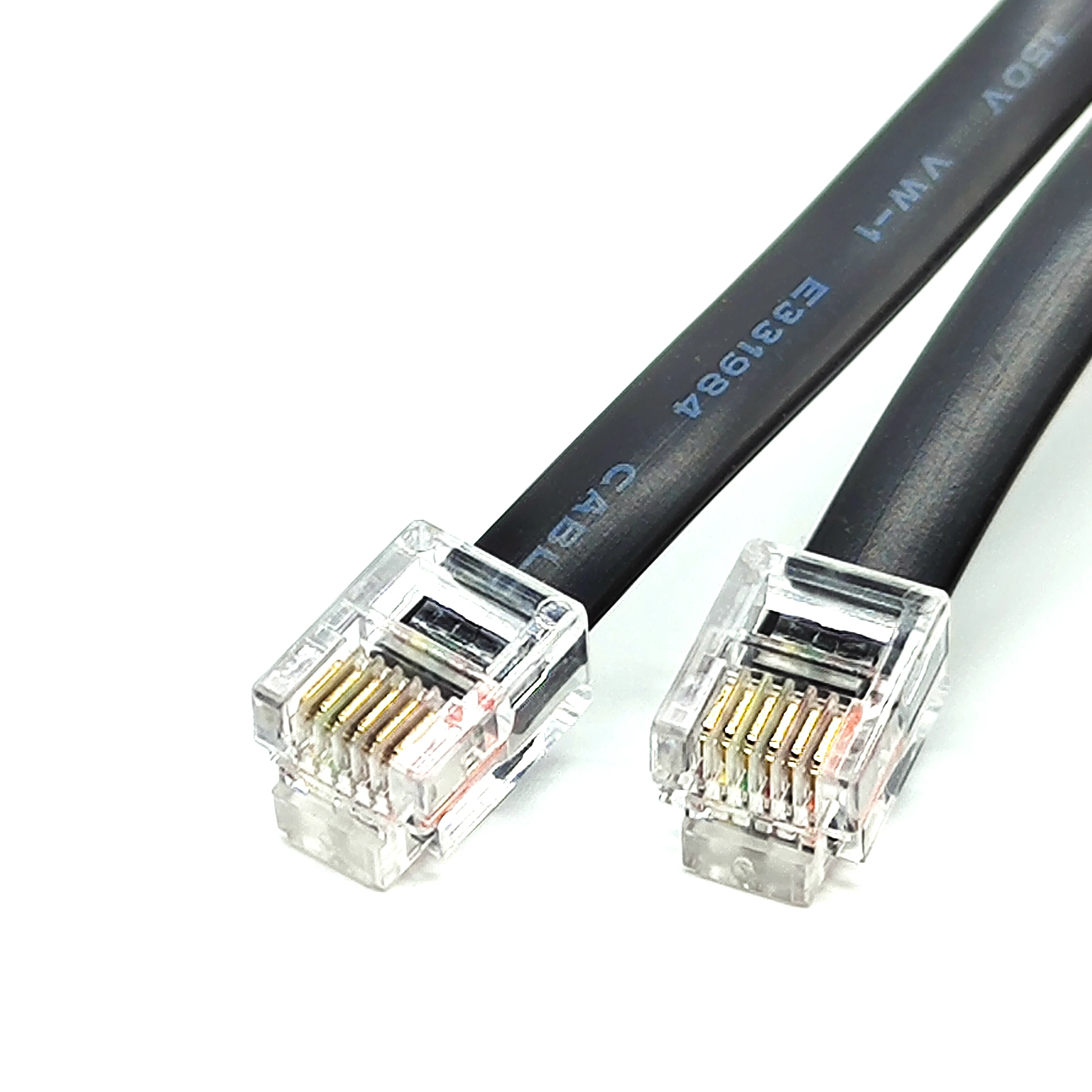 Wholesale Black UL20251 6 core Telephone Cable Flat Line With 6P6C Plug