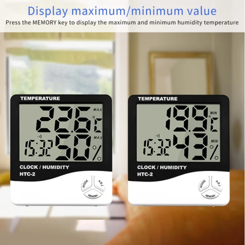 Household thermometers lcd monitors digital Thermometer Hygrometer temperature instruments probe Alarm Wall Mount humidity meter