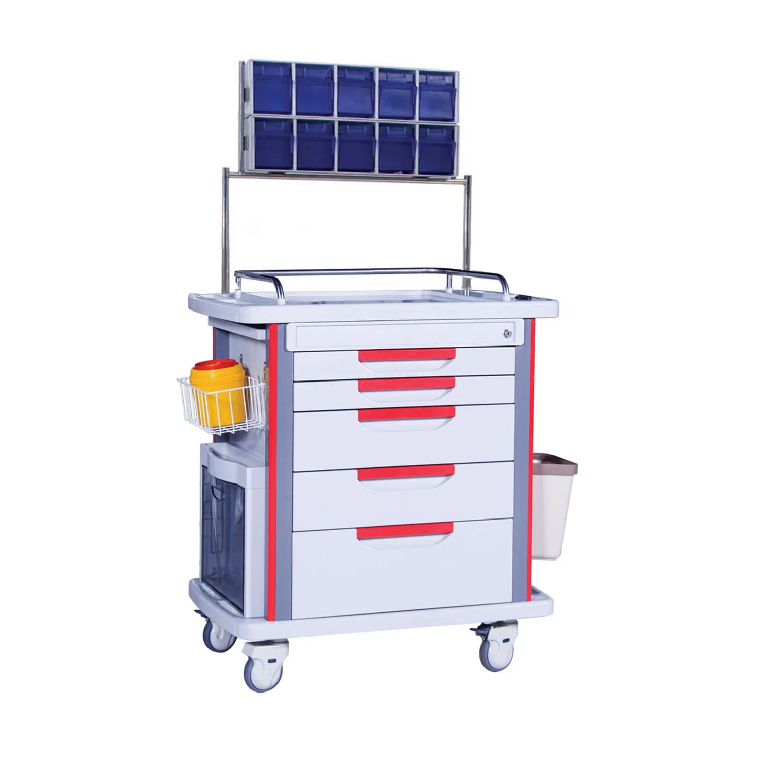 Hospital Medical Anesthesia Cart With 10 Medicine Boxes