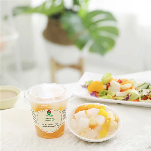 
8oz (227g )Canned Fruit Yellow Peaches Mixed Fruit in Syrup 