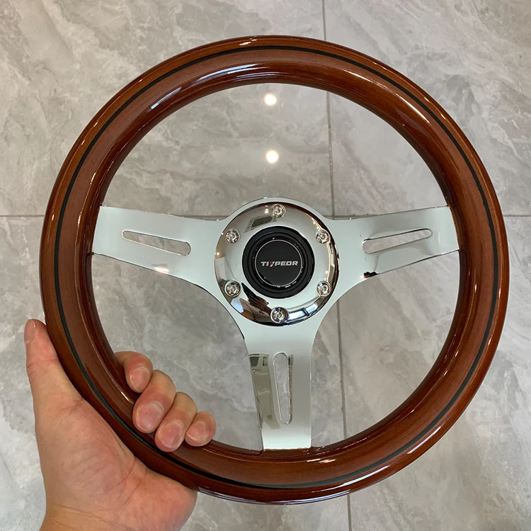 TIYPEOR 290mm 12 inch mini wooden go kart retro modified car steering wheel