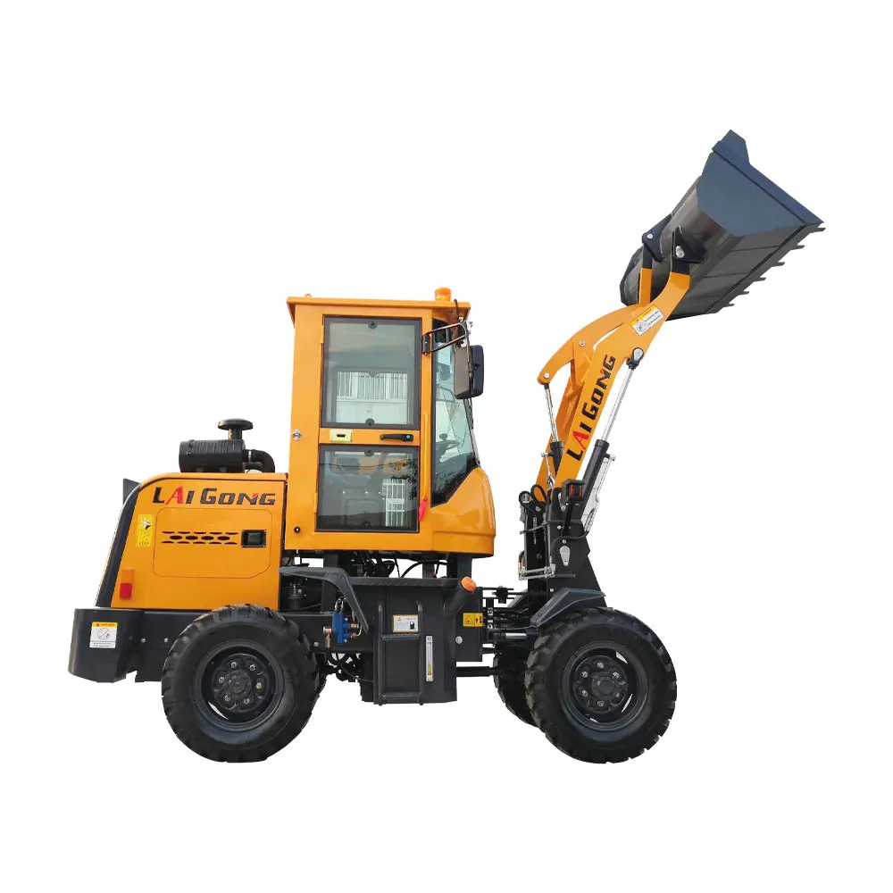 Articulated mini wheel loader skidsteer wheeled flexible multifunctional use yellow painting