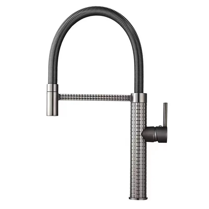 None Kitchen Faucet Brass Faucet Modern Polished Kitchen Taps Grey Zinc Alloy Pull Ceramic Classic Carved Body Spring 5 Years