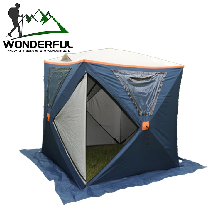 Wholesale Automatic 2 3 Person 300D Oxford Winter Outdoor Opening Cube Camping Pop Up Ice Fishing Tent