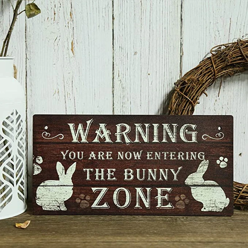 12x6 Inch The Bunny Zone Funny Rabbit Sign Home Decor Gift Mom Lover Easter Wall Hanging